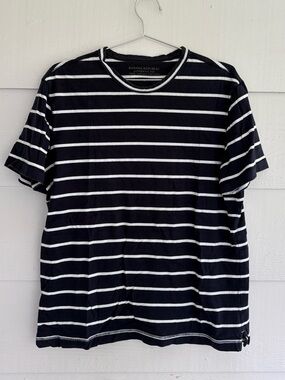 Banana Republic Fisherman Tee Navy & White Striped Supima Cotton T-Shirt Large